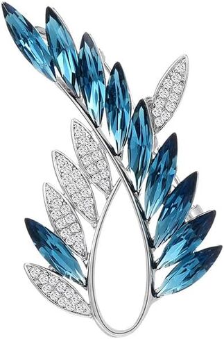 UNVAK ورقة بروش للنساء الفتيات حجر الراين ورقة بروش دبوس كريستال نمساوي ورقة طية صدر السترة دبوس الزفاف عيد ميلاد التخرج مجوهرات هدايا الملابس التبعي لأمي زوجة in Kuwait