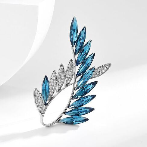 UNVAK ورقة بروش للنساء الفتيات حجر الراين ورقة بروش دبوس كريستال نمساوي ورقة طية صدر السترة دبوس الزفاف عيد ميلاد التخرج مجوهرات هدايا الملابس التبعي لأمي زوجة in Kuwait