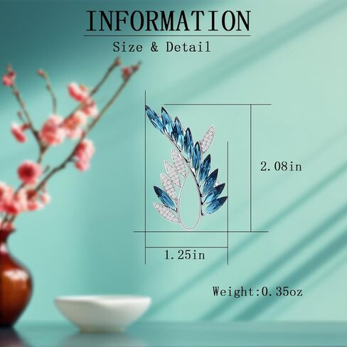 UNVAK ورقة بروش للنساء الفتيات حجر الراين ورقة بروش دبوس كريستال نمساوي ورقة طية صدر السترة دبوس الزفاف عيد ميلاد التخرج مجوهرات هدايا الملابس التبعي لأمي زوجة in Kuwait