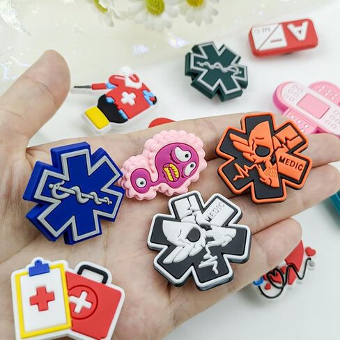 SCOOVY 37 Pcs Medical Shoe Charms Nurse Charms Decoration Clog Accessories Doctors Nurses Themed Shoe Charms For Shoe Wristband PVC Shoe Charm For Party Favors Holiday Birthday Graduation Gifts in Kuwait