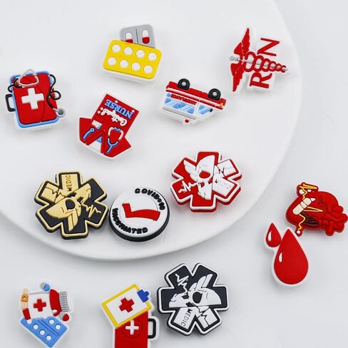 SCOOVY 37 Pcs Medical Shoe Charms Nurse Charms Decoration Clog Accessories Doctors Nurses Themed Shoe Charms For Shoe Wristband PVC Shoe Charm For Party Favors Holiday Birthday Graduation Gifts in Kuwait