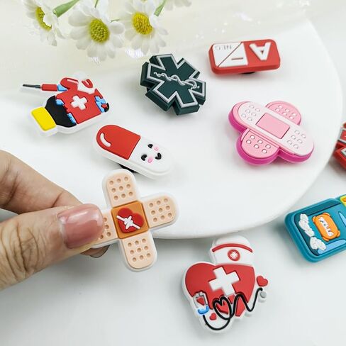 SCOOVY 37 Pcs Medical Shoe Charms Nurse Charms Decoration Clog Accessories Doctors Nurses Themed Shoe Charms For Shoe Wristband PVC Shoe Charm For Party Favors Holiday Birthday Graduation Gifts in Kuwait