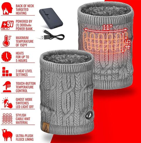 ActionHeat 5V بطارية ساخنة كابل متماسكة الرقبة الجراب تنفس ومريحة النايلون الشتاء ملحق بطارية تصل إلى 5 ساعات in Saudi Arabia
