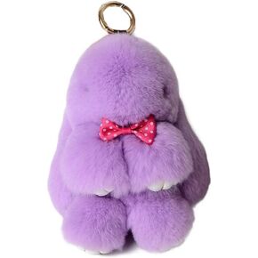 Song Qing Cute Bunny Keychain Soft Rabbit Fur Pompom Ball Fluffy Keyring in Saudi Arabia