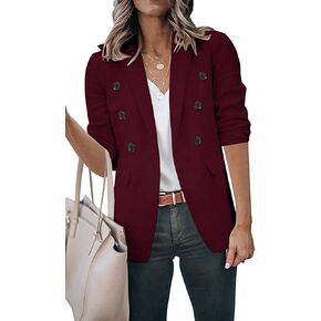 سترة حريمي كاجوال من Beyove بفتحة أمامية مزدوجة الصدر سترة طويلة الأكمام قابلة للتمدد سترات العمل in Kuwait