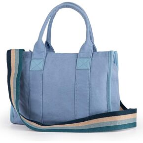 Viva Terry Canvas Tote Bag for Women Casual Crossbody Tote Bag Purse for School and Work with Zipper