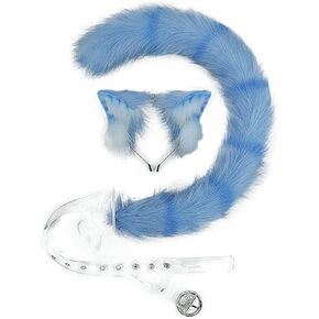 LittleLuluda Cat Ear Headband and Furry Long Tail Costume Set for Women Halloween Costumes, Neko Animal Cosplay Accessories