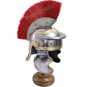 خوذة رومانية Centurion مع درع ريد بلوم من العصور الوسطى نسخة طبق الأصل من الجندي المصارع الفضي هيل والخوذة وحامل فضي، مقاس L in Kuwait