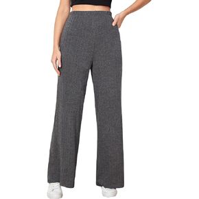 SOLY HUX Women's Casual Elastic High Waisted Knit Wide Leg Loose Long Lounge Pants Trousers