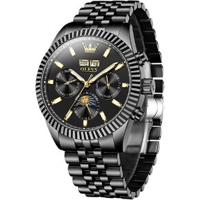 OLEVS Men Watches Automatic Luxury Classic Dress Years/Moon/Date/Moon phases Waterproof Luminous Self Winding watches for men