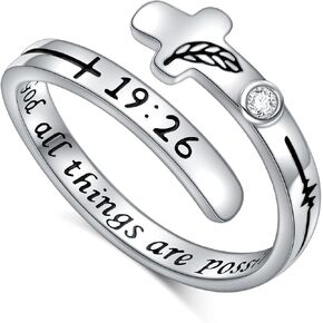 Ladytree ريشة أجنحة الملاك قابل للتعديل التذكاري لذيذ الفضة الاسترليني المفتوحة الإبهام الدائري للنساء الرجال فقدان أمي أبي ابنة أحباء عيد الأم التعاطف الذاكرة مجوهرات الهدايا in Kuwait