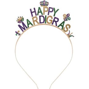 Mardi Gras Headband Rhinestone Mardi Gras Fleur de Lis Head Bopper Hair Barrette Party Costume Accessories Fleur De Lis in Saudi Arabia