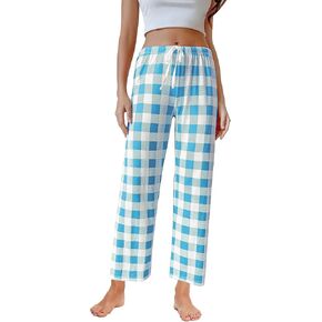 IZZY + TOBY سروال بيجامة نسائي خفيف الوزن بطول كامل ناعم مستقيم الساق مطبوع عليه زهور من الأسفل in Kuwait