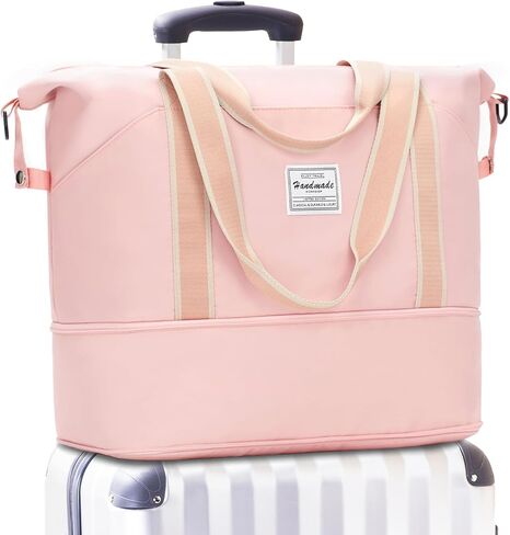 حقيبة دفل للسفر لعطلة نهاية الأسبوع من YAVIV للنساء مع مساحة تخزين قابلة للتوسيع، وجيب مبلل، وحزام كتف حول الجسم، وحقيبة سفر بأكمام طويلة للرحلات الليلية، والسفر، وصالة الألعاب الرياضية، باللون الأسود in Kuwait