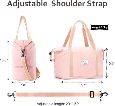 حقيبة دفل للسفر لعطلة نهاية الأسبوع من YAVIV للنساء مع مساحة تخزين قابلة للتوسيع، وجيب مبلل، وحزام كتف حول الجسم، وحقيبة سفر بأكمام طويلة للرحلات الليلية، والسفر، وصالة الألعاب الرياضية، باللون الأسود in Kuwait