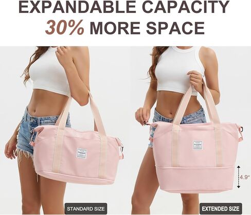 حقيبة دفل للسفر لعطلة نهاية الأسبوع من YAVIV للنساء مع مساحة تخزين قابلة للتوسيع، وجيب مبلل، وحزام كتف حول الجسم، وحقيبة سفر بأكمام طويلة للرحلات الليلية، والسفر، وصالة الألعاب الرياضية، باللون الأسود in Kuwait