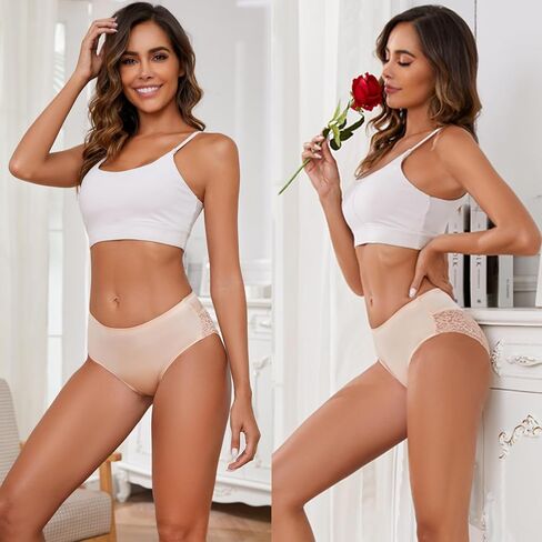 ملابس داخلية نسائية من Bolivelan مصنوعة من الدانتيل بدون خياطة حريرية متوسطة الارتفاع in Kuwait