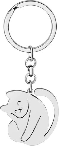 LONYOO Cute Stainless Steel Cat Keychain Gifts for Women Girls Cat Keyrings Purse Car Keys Charms in Saudi Arabia