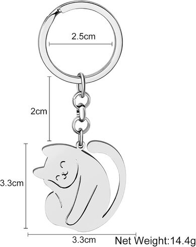LONYOO Cute Stainless Steel Cat Keychain Gifts for Women Girls Cat Keyrings Purse Car Keys Charms in Saudi Arabia