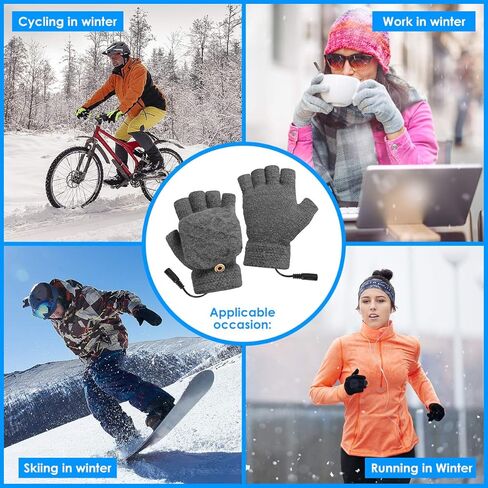 Unisex USB Heated Gloves Adjustable Temperature Winter Full & Half Fingers Warmer Laptop Gloves Mittens for Women Men Girls Boys in Kuwait