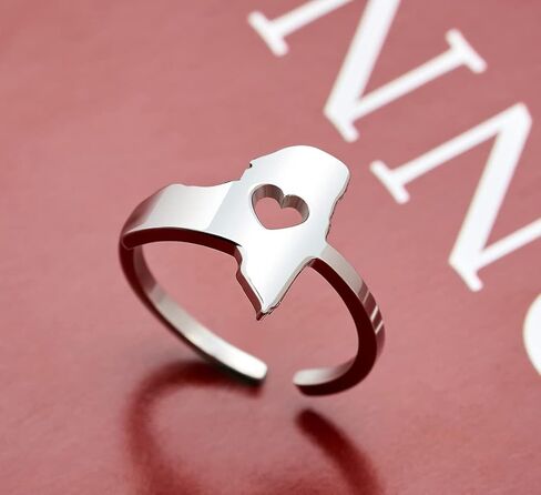 خاتم خريطة الدولة من أنكيابي، مصنوع من الفولاذ المقاوم للصدأ قابل للتعديل، خاتم خريطة الدولة، أفضل صديق هدية تذكارية للسفر، هدية الدولة المنزلية in Kuwait