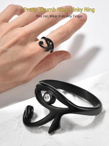 PROSTEEL Vintage Eye Of Horus Rings, Gold Plated/Black Stainless Steel Ankh Ring, Ancient Egyptians Symbol Amulet Protection Jewelry, 7-#14, Come Gift Box in Saudi Arabia