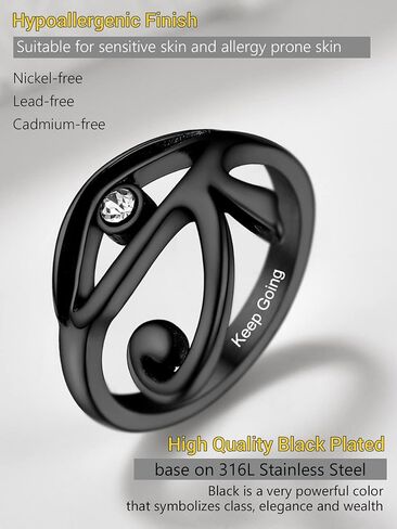 PROSTEEL Vintage Eye Of Horus Rings, Gold Plated/Black Stainless Steel Ankh Ring, Ancient Egyptians Symbol Amulet Protection Jewelry, 7-#14, Come Gift Box in Saudi Arabia