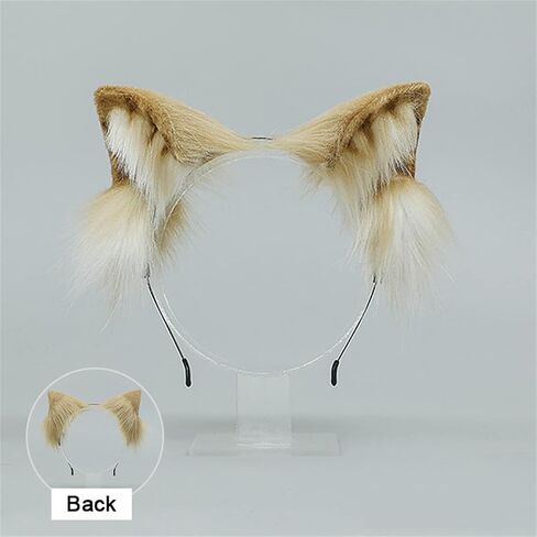 LittleLuluda Cat Ear Headband and Furry Long Tail Costume Set for Women Halloween Costumes, Neko Animal Cosplay Accessories in Kuwait