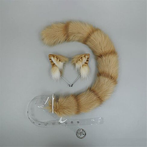 LittleLuluda Cat Ear Headband and Furry Long Tail Costume Set for Women Halloween Costumes, Neko Animal Cosplay Accessories in Kuwait