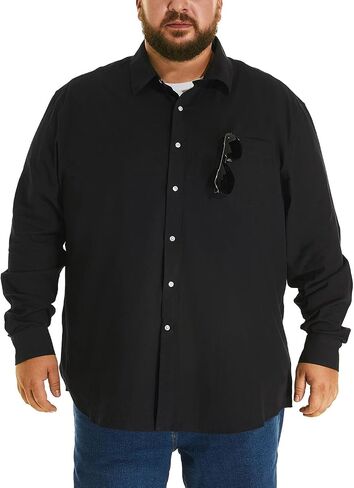 قميص رجالي كبير وطويل من HOdo مصنوع من القطن بأزرار سفلية مقاس 3XL-6XL in Kuwait