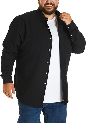 قميص رجالي كبير وطويل من HOdo مصنوع من القطن بأزرار سفلية مقاس 3XL-6XL in Kuwait