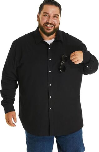 قميص رجالي كبير وطويل من HOdo مصنوع من القطن بأزرار سفلية مقاس 3XL-6XL in Kuwait