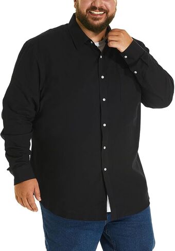 قميص رجالي كبير وطويل من HOdo مصنوع من القطن بأزرار سفلية مقاس 3XL-6XL in Kuwait