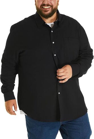 قميص رجالي كبير وطويل من HOdo مصنوع من القطن بأزرار سفلية مقاس 3XL-6XL in Kuwait