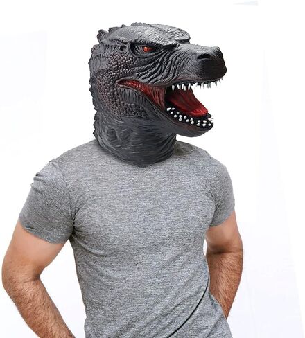 ريني تشو قناع الديناصور للرجال من نوبلتي، زي تنكري للهالوين من اللاتكس رابتور على شكل رأس حيوان جوراسي in Kuwait