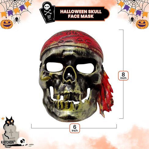 KatchOn, Halloween Pirate Skeleton Mask - Realistic Pirate Mask | Pirate Skull Mask, Pirate Accessories For Men | Pirate Mask for Kids | Pirate Masks for Halloween Party | Halloween Mask for Adults in Saudi Arabia