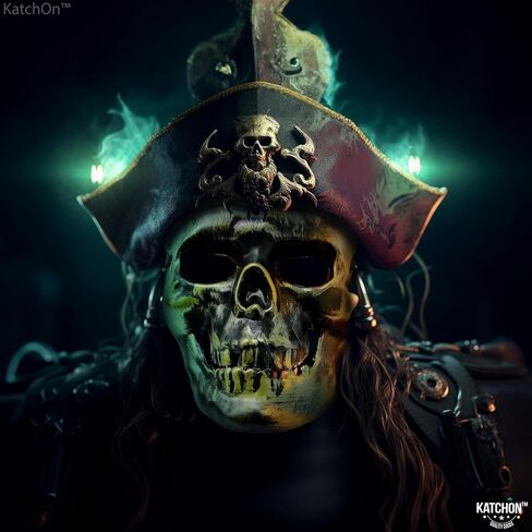 KatchOn, Halloween Pirate Skeleton Mask - Realistic Pirate Mask | Pirate Skull Mask, Pirate Accessories For Men | Pirate Mask for Kids | Pirate Masks for Halloween Party | Halloween Mask for Adults in Saudi Arabia