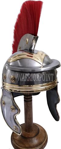 خوذة رومانية Centurion مع درع ريد بلوم من العصور الوسطى نسخة طبق الأصل من الجندي المصارع الفضي هيل والخوذة وحامل فضي، مقاس L in Kuwait