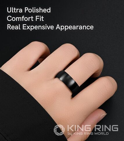 King Ring 8mm Domed Basic Ring – Super Polished Matt Finish Ring for Men & Women, Mens Wedding Band – Designed in USA in Kuwait