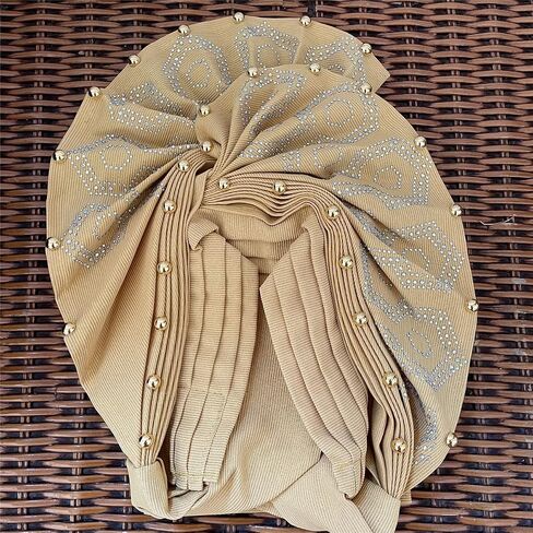 SugeGasa Nigerian Aso Oke Auto Gele Headties with Beads&Stones Already Made African Head Wrap Women Turban Cap Headbands in Saudi Arabia