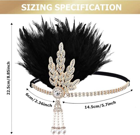FERCAISH 1920s Flapper Headband، طافوا 20S الوردي ريشة كريستال عقال البكالوريوس حزب ريشة عقال، اكسسوارات الشعر غاتسبي العظيم للنساء (الوردي) in Kuwait