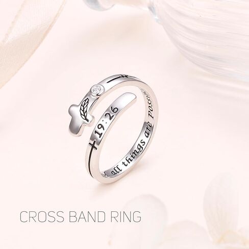 Ladytree Feather Angel Wings Adjustable Memorial Dainty Sterling Silver Open Thumb Ring for Women Men Loss of Mom Dad Daughter Loved Ones Mother's Day Sympathy Memory Jewelry Gifts in Kuwait