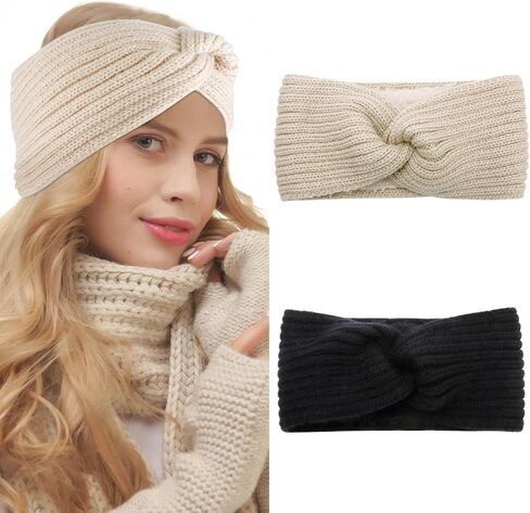 عصابات رأس شتوية من شاناكو للنساء، عصابة رأس لتدفئة الأذن للنساء، عصابة رأس شتوية متماسكة، عصابات رأس سميكة للنساء، أغطية رأس دافئة غامضة، أغطية الأذن، إكسسوارات الشتاء للنساء والفتيات، أسود كاكي in Kuwait