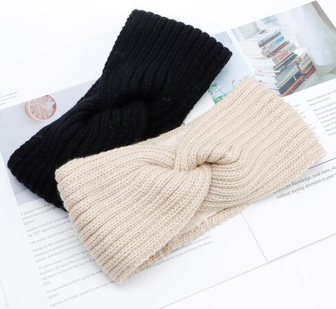 عصابات رأس شتوية من شاناكو للنساء، عصابة رأس لتدفئة الأذن للنساء، عصابة رأس شتوية متماسكة، عصابات رأس سميكة للنساء، أغطية رأس دافئة غامضة، أغطية الأذن، إكسسوارات الشتاء للنساء والفتيات، أسود كاكي in Kuwait