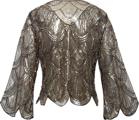 BABEYOND 1920s Sequin Shawl Wraps Gatsby Beaded Evening Cape Bridal Bolero Shrug in Kuwait