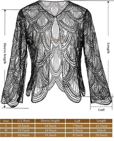 BABEYOND 1920s Sequin Shawl Wraps Gatsby Beaded Evening Cape Bridal Bolero Shrug in Kuwait