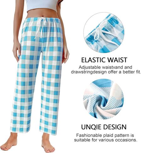 IZZY + TOBY سروال بيجامة نسائي خفيف الوزن بطول كامل ناعم مستقيم الساق مطبوع عليه زهور من الأسفل in Kuwait