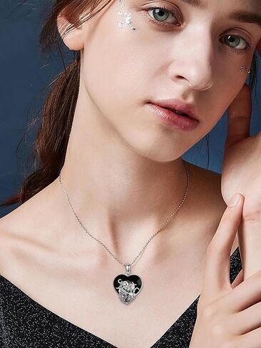 Seiyang Skull Necklace 925 Sterling Silver Skeleton Heart Crystal Pendant Jewelry Goth Gothic Gift for Women (with Gift Box) in Saudi Arabia