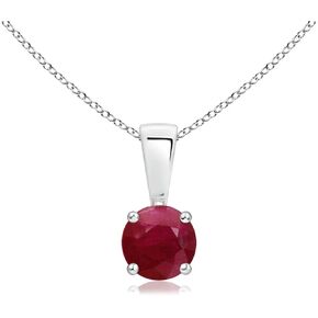 Angara Natural Ruby Classic Round Solitaire Pendant Necklace in 14k Solid Gold for Women, Girls with 18" Chain | July Birthstone Jewelry Gift for Her in Saudi Arabia