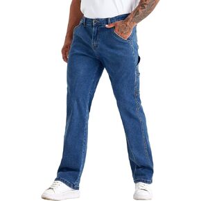 بنطال جينز LONGBIDA للرجال ذو قصة مريحة وكلاسيكية مستقيمة الساق in Kuwait